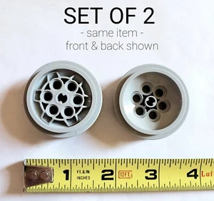 SET OF 2 LEGO TECHNIC PART #86652 - GREY WHEEL RIM 43.2 x 18 MM FLUSH AXLE STEM - Picture 1 of 4
