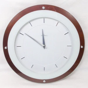 Swing WALL CLOCK Echo Walnut MCM Style Elegant Glass Front, Wood Frame 12.5" - Picture 1 of 7