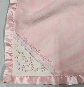 Carters Satin Pink Thank Heaven For Little Girls Baby Blanket Soft Plush Chamois - Picture 1 of 7