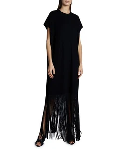 BALENCIAGA Rib Jersey Fringe Dress in Black Size FR 34 - Picture 1 of 8