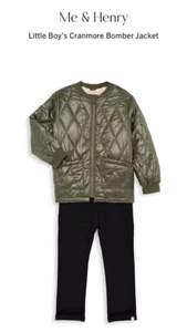 Me & Henry Bomber Jacket Boy Olive Color Size 9/10 Year Boy Saks Fifth Ave - Picture 1 of 11