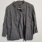 Eileen Fisher Womens 3/4 Sleeve  Boxy Jacket Gray Sz Large Linen Pockets