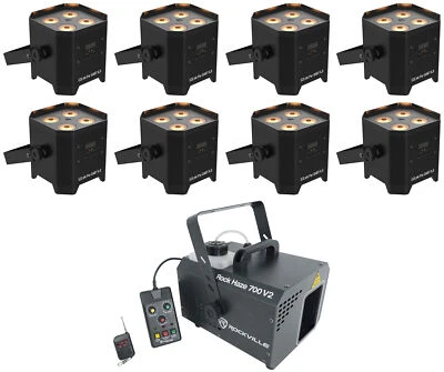 (8) Chauvet DJ EZLink Par Q4BT ILS RGBA Bluetooth Rechargeable Wash Lights+Hazer - Image 1 of 4