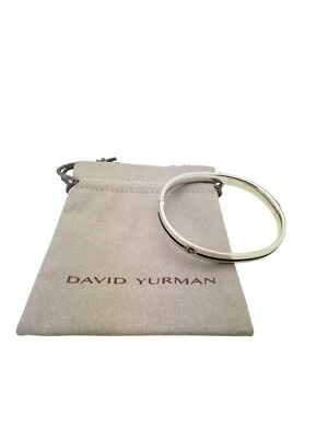 David Yurman Sterling Silver & 18k Yellow Gold Onyx Inlay 7.5mm Hinged Bracelet - Image 1 of 4