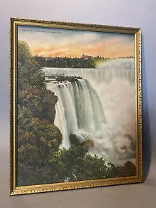 VINTAGE ANTIQUE PRINT HORSESHOE FALLS FROM GOAT ISLAND NIAGARA FALLS - Bild 1 von 8