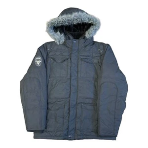 Point Zero Duvet Premium Feather Down Ski Coat Mens XL Black Winter Fur Hood - Picture 1 of 10