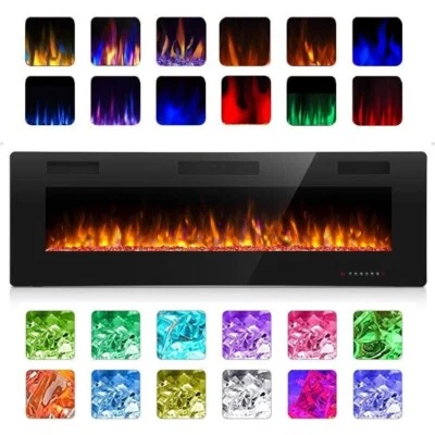 50''Electric Fireplace insert,Recessed&Wall-Mounted heater,Room Decor,w/remote - Image 1 of 4