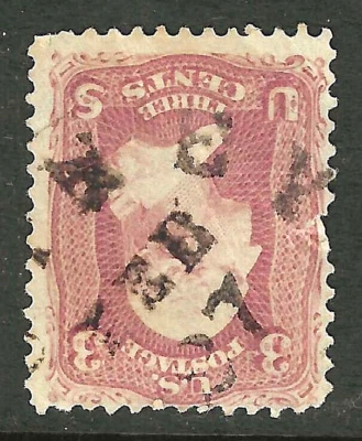 Sc #65 SCARCE  BROWN FEB 27 Date Cancel 3 Cent Washington 1861-62 69E56 - Image 1 of 3
