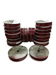 Picot Edge Burgundy Craft Ribbon 18 Ft 3/16 Wide 100% Polyester 20 Spools Sewing - Picture 1 of 7