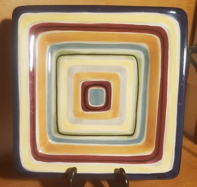 Tabletops Gallery AMHERST Square Salad plate, 8 1/2", Stripes, Excellent - Image 1 of 4