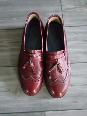 Stafford Burgundy Kilted Tassel Slip On Loafers Mens Size 12M - Image 1 of 4