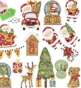 5D Diamond Painting Stickers Kits Christmas Santa Gift DIY Arts & Crafts 15 Pack - Picture 1 of 14