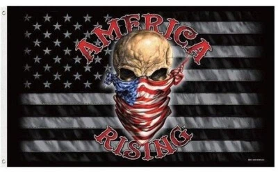 3X5 TRUMP 2024 45 47 USA America Rising Black & Grey PUNISHER Skull Flag Banner - Image 1 of 2