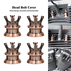 4x King Crown Head Bolt Cover Cap Bronze Spark Plug Nut Fit For Harley Sportster - Picture 1 of 7