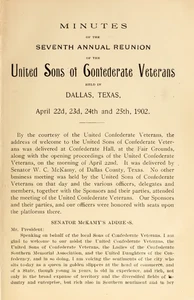 Minutes Of The Seventh Annual Reunion Of The Sons Of Confederate Vets 1902 Tx  - Picture 1 of 9