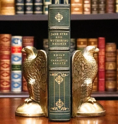 1943 Jane Eyre Wuthering Heights Emily & Charlotte Bronte Fine Leather 10" Tall - Image 1 of 4