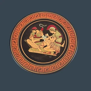 Vintage Greek Hand Made Plate Achilles Tending The Wound Of Patroclus 7" - Picture 1 of 5