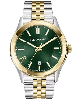 Reloj para hombre Salvatore Ferragamo cuarzo esfera verde acero dos tonos SFU500423 Foto 1 de 4