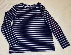 Vineyard Vines Callao Long Sleeve T-Shirt In Blue/White Stripe Red Girls XL(16) - Picture 1 of 13