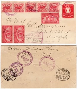 1926 FDC first day cover Scott #629 stripe of 5 on registered uprated stationery - Picture 1 of 3