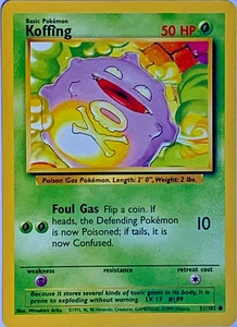 Koffing Pokemon Base Set 51/102 Ilimitado Original Tarjeta Pokémon De Colección - LP - Imagen 1 de 1
