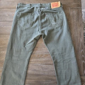 Levi's 501 Men Jeans 38x34 Olive Army Green Original Straight Leg Button Fly - Picture 1 of 7