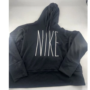 Nike Dri Fit Sweatshirt Womens Extra Large Black White Hooded Sports Y2K Active - Picture 1 of 9