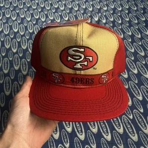 Vintage 90s NFL San Francisco 49ers Pro Player NWT SnapBack Hat Red Gold - Picture 1 of 8