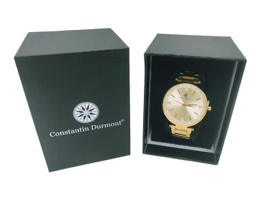 Constantin Durmont Damen Uhr Edelstahl Gold Silber Braun Metall NEU Original Box - Bild 1 von 3