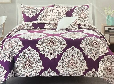 Juego de 5 almohadas decorativas Cynthia Rowley púrpura naranja medallón rey Foto 1 de 2