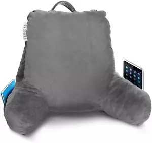 Cozy Reading Pillow with Pockets - Shredded Memory Foam Back Support Pillow - Picture 1 of 12