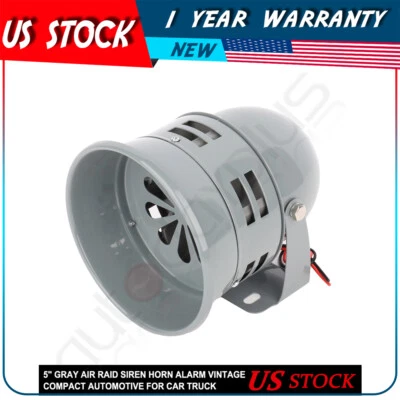 Alarma de bocina de sirena de ataque aéreo accionada gris 12V coche camión motocicleta fuerte años 50 Foto 1 de 4