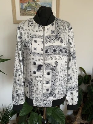 Rare Zara Man White Black Printed Satin Bomber Jacket Top - Size S Paisley Mens - Image 1 of 4