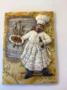 Italian Chefs 3D Resin Wall Decor Plaque by McRostie "Cooking Meatballs" - Picture 1 of 4