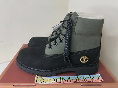 Timberland Botas 6 pulgadas Verde Negro Piel de oveja GS Niños Jóvenes Junior TB0A2MY3 001 Foto 1 de 4
