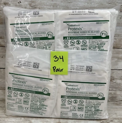 Guantes Quirúrgicos de Neopreno Protexis, 2D73DP75, *34 PARES* Talla: 7.5 *Ver Fechas* Foto 1 de 4