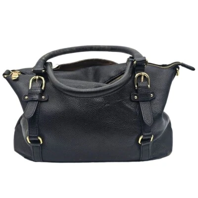 Bolso de Mano Ora Delphine Cuero Guijarro Doble Asa Bolso de Hombro Negro Dorado LEER Foto 1 de 4