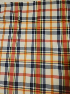 VINTAGE 1960s-1970'S Plaid Woven FABRIC Remnant craft Cotton Medium Weight - Image 1 of 4