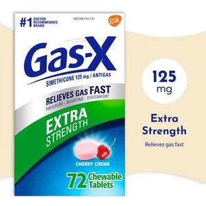 Gas-X Extra Strength Chewable Tablets, Simethicone 125 mg, Cherry Creme, 72 Ct - Picture 1 of 9
