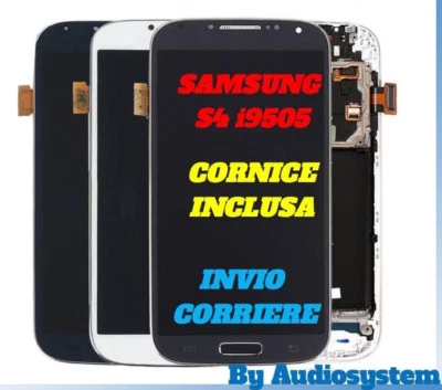 DISPLAY TOUCH SCREEN SAMSUNG GALAXY S4 GT i9505 SCHERMO VETRO FRAME TELAIO COVER - Immagine 1 di 3