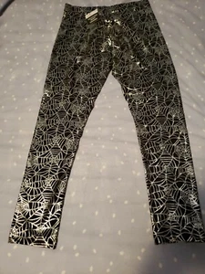 Way To Celebrate Girls Halloween Print Spiderweb Leggings Size 2XL 18 NWT - Picture 1 of 2