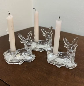 Renna di Natale Piccoli Portacandele Conici SET di 3 Made in Taiwan - Foto 1 di 8