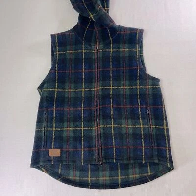 Ralph Lauren Fleece Zip up Vest Plaid with hood and pockets Petite Medium A - Image 1 of 4