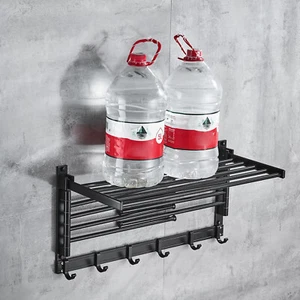 Laundry Clothes Drying Rack-Wall Mounted Swivel Towel Rack-w/ Hooks & Swing Arms - Picture 1 of 11