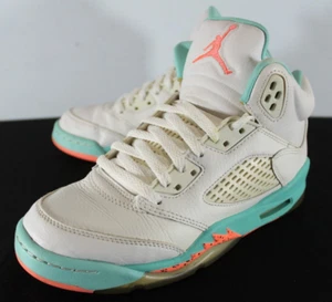 Nike Air Jordan 5 Retro Light Aqua 2018 White 440892-100 Size 5Y Women's 6.5 - Picture 1 of 11