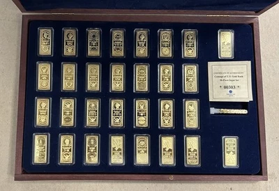 美国完好“GOLD RUSH COINAGE”30 件套金色分层证明和展示盒 — 第 1/2 张图片