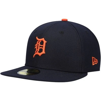 New Era 59FIFTY MLB Detroit Tigers Authentic Fitted Hat Cap Navy Mens Size 7 1/8 - Image 1 of 4
