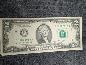US Currency Birthday Note Bill - $2 F00882018A - August 98th 2018 - TWO Dollars - Picture 1 of 2
