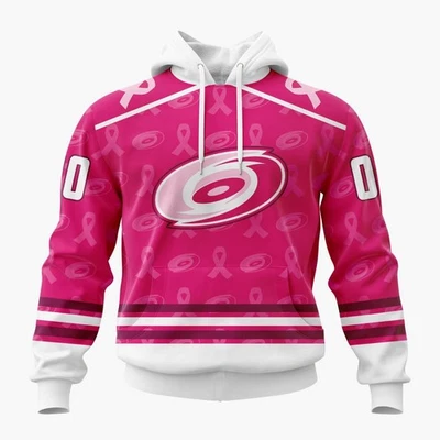 Sudadera con Capucha Personalizada Carolina Hurricanes Especial Rosa Combate el Cáncer de Mama Foto 1 de 4