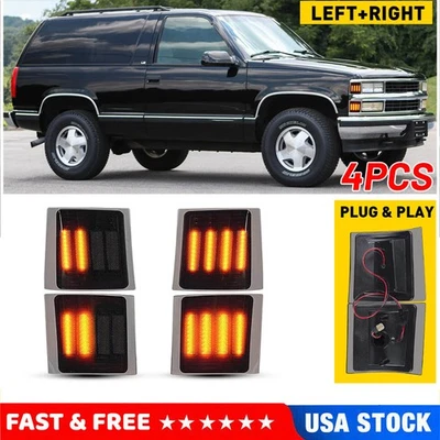 Luces de señalización laterales LED ámbar LED completas de 4 piezas para Chevrolet Tahoe 1995-1999 EE. UU. Foto 1 de 4